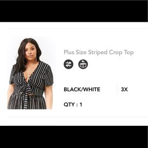 Forever 21 pinstripe tie front crop top, 3x